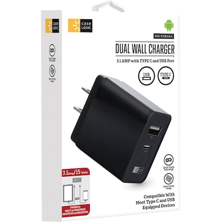Doomsday 3.1A Case Logic USB Type-A to USB Type-C Dual Wall Charger DO3821930