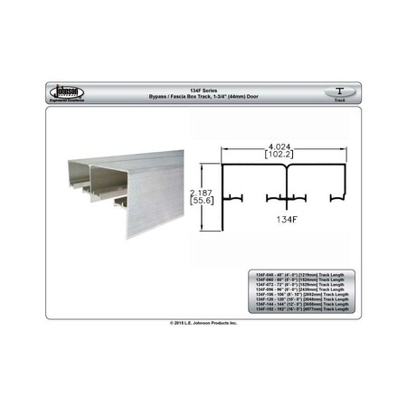 Le Johnson Track Bypass Door 60 in L F/ 1-3/4 in 134F-060