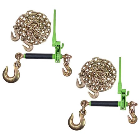 Mytee Products 2PK 5/16in-3/8in Folding Ratchet Chain Binder 7100lb & 3/8in x 20ft G70 Chain, 2PK CBFHSH516x2-CH3820x2-KIT