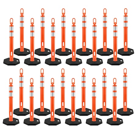 Xpose Safety 42in  Ring Loop Orange Traffic Delineator Post with 13 LB PVC Base, 24PK DLRB-ORG-42-24-X