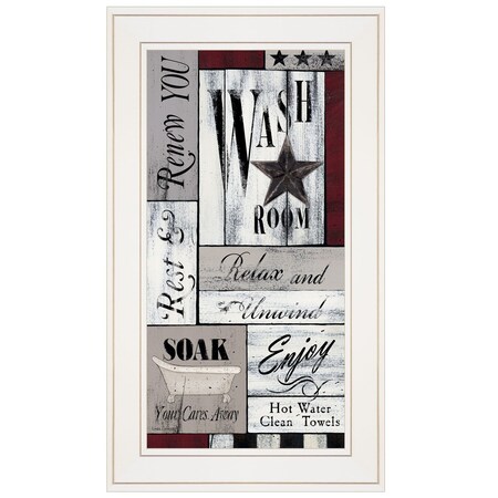 Homeroots Soak Your Cares Away 1 White Framed Print Bathroom Wall Art 405162
