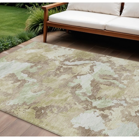 Homeroots 10' X 14' Taupe And Ivory Abstract Washable Indoor Outdoor Area Rug 609845