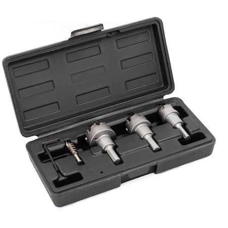 Drill America 3 Piece Carbide Tipped Hole Cutter Set with 3/16" Depth of Cut DMS04-8204