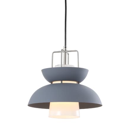 Jonathan Y Paul 11" Farmhouse Metal LED Pendant, Gray JYL6139A