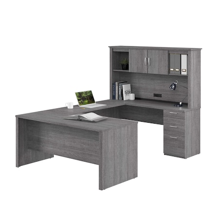 Bestar U Shaped Desk U-Shape Desk, 95-1/2" D X 66-1/2" H, 66" W X Bark Gray 46410-47