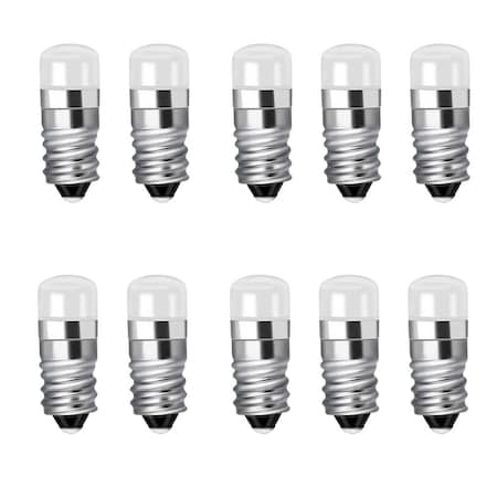 Replacement LED Bulb, 5W, 12V DC, E10 Miniature Screw Base, E10, 10PK