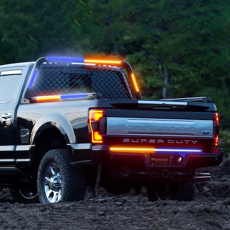 Putco Light Bar, LED; 60 Inch Length; Amber/ Blue/ White Over-Ride LED; Clear Lens; Black Housing; 93010-60