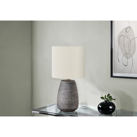 Monarch Specialties Lighting, 19 in.H, Table Lamp, Grey Ceramic, Ivory / Cream Shade, Contemporary I 9633