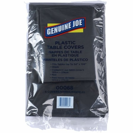 Genuine Joe Plastic Table Covers, Black, 6PK GJO00068
