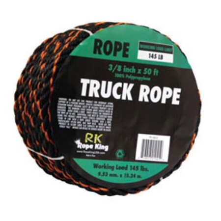 Rope King Usa .38 x 50 ft. Truck Rope - Black-Orange TR3850
