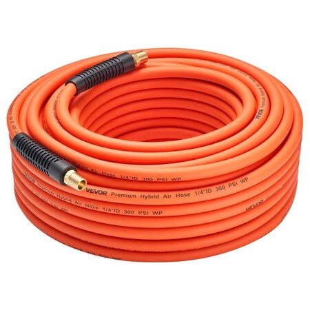 Vevor Air Hose 1/4 inx100ft Hybrid Air Hose with 1/4 inch Solid MNPT Bras Fittings HAH14100