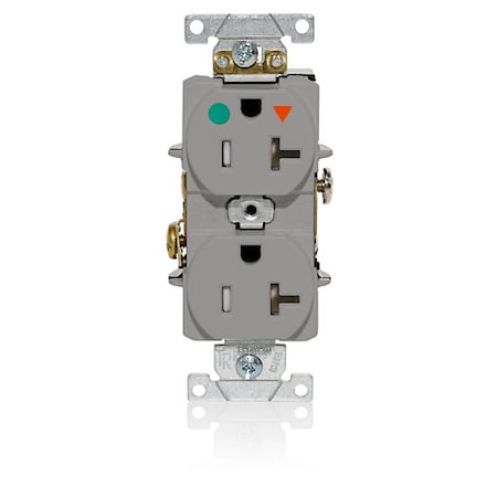 Leviton IG Dup Rec 20A 125V TR/HG Gry T8300-IGG