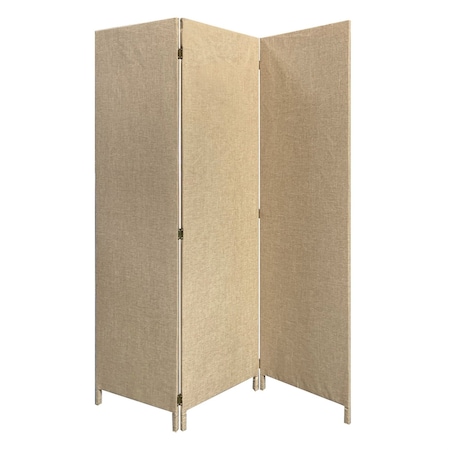 Homeroots 71" Beige Folding Three Panel Screen Room Divider 370415