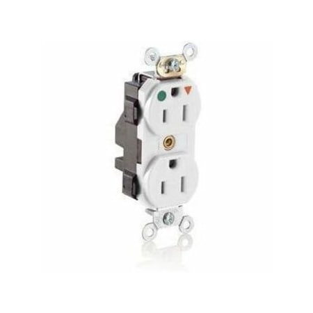 Leviton Lev-Lok Hospital Grade Tamper Resistant Duplex Receptacle, 15 Amp, 125 Volt MT820-IGW