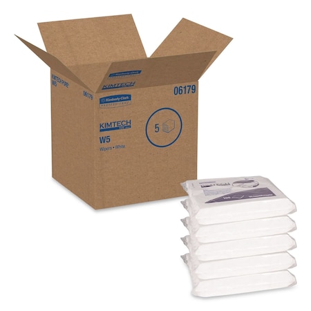 Kimtech W5 Critical Task Wipers, Flat Double Bag, Spunlace, 9x9, White, PK500 6179