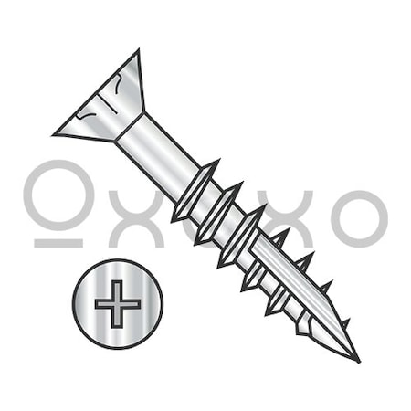 Oxoxo 8-11X1 1/8 Phillips Flat Head w/Nibs Deep Thrd Wood Screw Type17 2/3 Thread Stainless Steel, 2000PK 631376