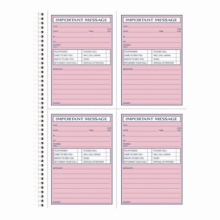 Adams Business Forms Important Message Book, Two-Part Carbonless, 4 Forms/Sheet, 200 Forms Total SC1184D