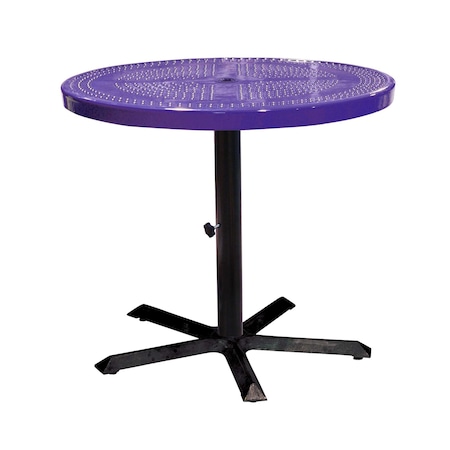 Leisure Craft 36" Round Perforated Pedestal Table, Portable, 30"H, Purple 36TAB30-PURPLE