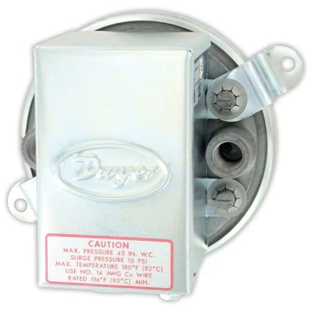 Dwyer Instruments Pressure Switch, Standard, SPDT, 0.15 to .5 in H2O Range 1920-0