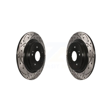 Ds-One Rear Coated Drilled Slotted Disc Brake Rotors Pair For Honda CR-V Acura TLX KD-100199