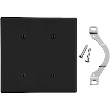 Hubbell Wiring Device-Kellems Wallplate, 2-Gang, 2 Strap Mount Blank, Black P24BK