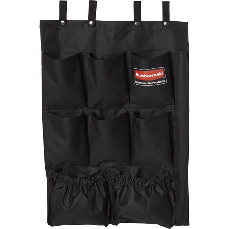 Rubbermaid Commercial Fabric 9-Pocket Cart Organizer, 19.75 x 1.5 x 28, Black FG9T9000BLA