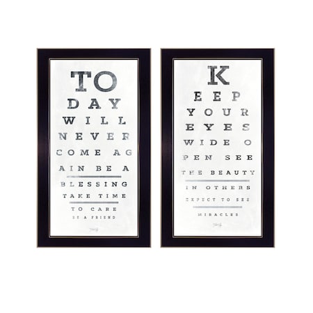 Homeroots Set Of Two Eye Charts 2 Black Framed Print Wall Art, 2PK 407483