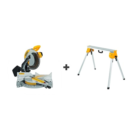 Dewalt Corded Miter Saw Kit, 12 in Blade Dia., Max Blade Speed: 4,000 RPM 5/8 in, 1 in Arbor Size DWS715/DWX725