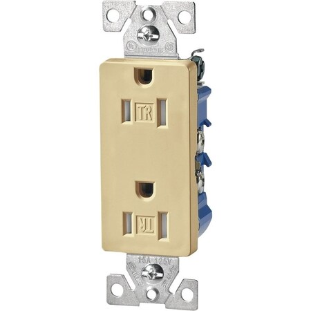 Eaton Wiring Devices Straight Blade Receptacle, 5-15R, 15 A, 125V AC, 2 Pole, 3 Wire, Flush Mount, Grounded TR1107V