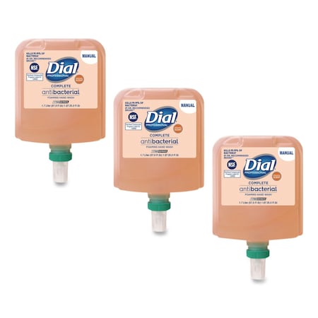 Dial Professional Antibacterial Foaming Hand Wash Refill for 1700 V Dispenser, Original Scent, 1.7 L, PK3 19723