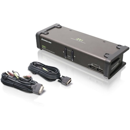 Iogear GCS1102 DVI KVM Switch - 2 x 1 - 2 x DVI-I Video, 2 x Microphone, 2 x Audio, 2 x Type B USB GCS1102