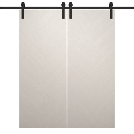 Sartodoors Modern Double Barn Door 36 x 80 inches, Ego 5005 Painted White Oak, 13FT Rail Track Set, Solid Pa EGO5005DB-PWO-36