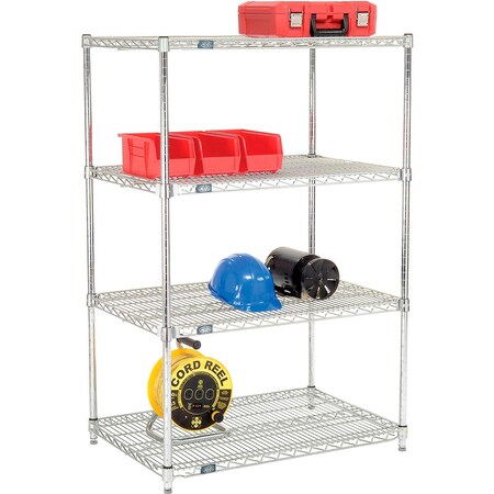 Global Industrial Nexel 4 Shelf, Poly-Z-Brite Quick Adjust Wire Shelving Unit, Starter, 36"W x 24"D x 54"H 798248