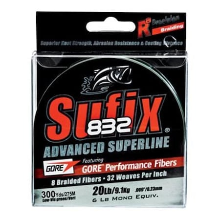 Sufix 660-110G 832 Advanced Superline Braid Fishing Line - 300 Yards, Low-Vis Green 42884410