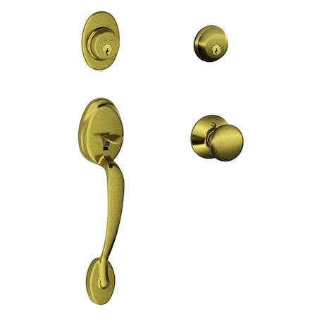 Schlage Residential Plymouth with Plymouth Knob Double Cylinder Handleset and Trim C Keyway with 12326 Latch and F62PLY609PLY