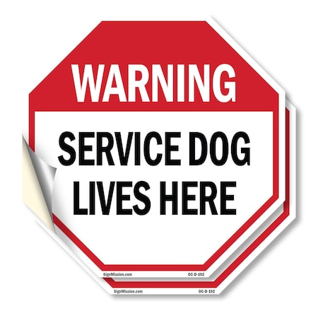 Signmission Warning Service Dog Lives Here, 4 inch X 4 inch, Vinyl Decal, 2PK OC-D-2PACK-4-192