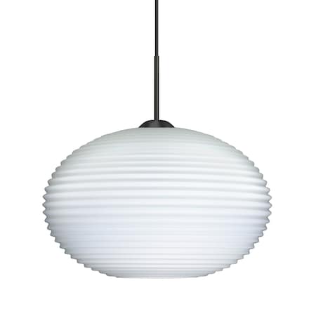 Besa Lighting Besa Pape 10 Pendant, Opal Ribbed, Black Finish, 1x 100W MAX E26 Base 1JT-491207-BK