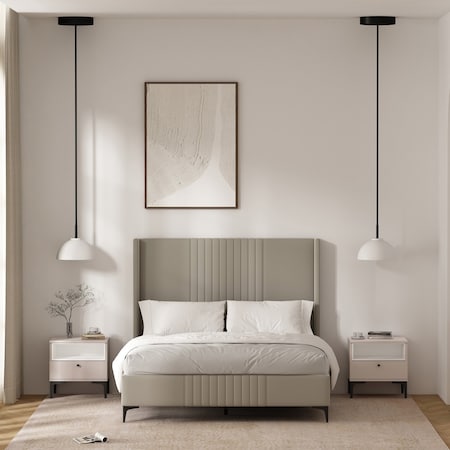 Manhattan Comfort Amara Nightstand in Pale Rose and White- Set of 2 2-NS006-PK