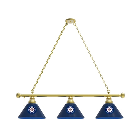 Holland Bar Stool Co Winnipeg Jets 3 Shade Billiard Light, Brass Fixture BL3BRWinJet