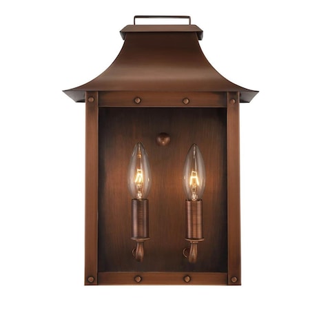Estallar 13.5 x 9.25 x 9.25 in. Manchester 2-Light Copper Patina Pocket Wall Light ES2476079
