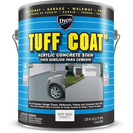 Dyco TUFF COAT Concrete Stain, Deep Base Satin, White, Liquid, 1 gal DYC8090/1