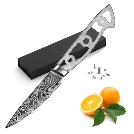 Katsura Cutlery 3.75 in. Storm-V Series 25 mm Blade Width Damascus Blank Blade Paring Knife CKVD9B-no logo