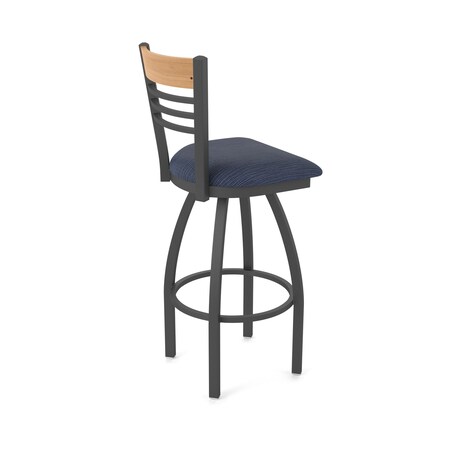 Holland Bar Stool Co Eleanor 25in Swivel Counter Stool with Pewter Finish, Medium Back and Graph Anchor Seat 880