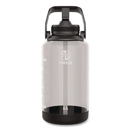 Takeya Tritan Motivational Plastic Water Bottle, 64 oz, Stormy Black 54145