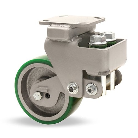 Hamilton Aerospace Spring Loaded Workhorse Swivel Caster, 5" x 2" Duralast Polyurethane on Cast Iron Wheel S-AEZFWH-5DB-1