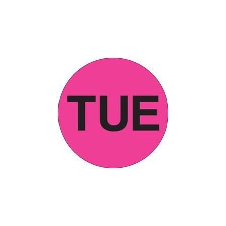 Bubblefast 2'' Circle - ''TUE'' Fluorescent Pink Days of the Week Labels BFDL6512