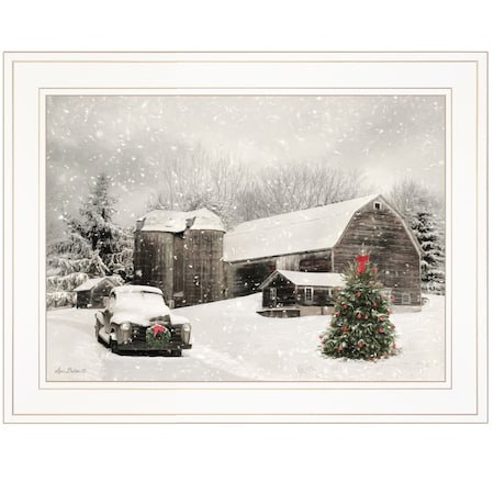 Homeroots Farmhouse Christmas 1 White Framed Print Wall Art 405028