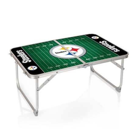 Picnic Time Family Of Brands Pittsburgh Steelers - Concert Table Mini Portable Table, (Charcoal Wood Grain) 843-00-141-254-2
