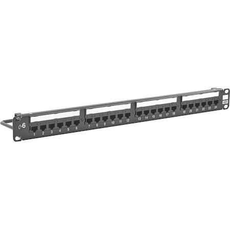 Hubbell Premise Wiring Hubbell Patch Panels, Cat6, 24-Port, UniversalWiring - 24 Port(s) - 24 x RJ-45 - 1U High - Black - Rack-mountable HP624