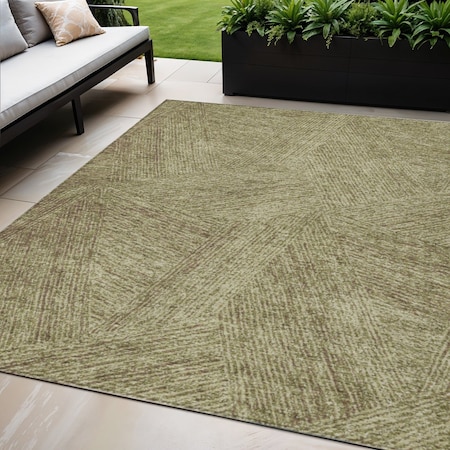 Homeroots 5' X 8' Green Beige And Brown Abstract Washable Indoor Outdoor Area Rug 597011
